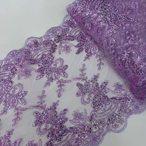 Purple Sequin Embroidery Lace Richina