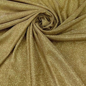 Gold Metallic Lurex Glitter Fabric, Gold Glitter Spandex Knit Fabric by the Yard, Sparkle Gold Shimmer Fabric for Evening Gowns, Backdrops