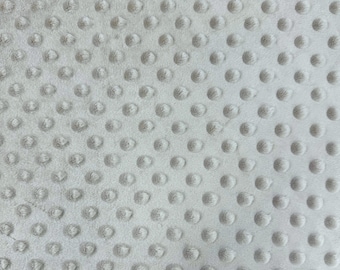 Grey Minky Dot Fleece Fabric by the Yard, Dimple Dot Minkee Fabric Grey Plush Fabric for Blankets, Pillow Covers Soft Toys, Baby Blanket