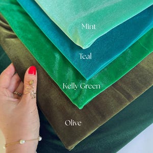 Green Stretchy Velvet Fabric | 58&quot; Wide Velvet Fabric by the Yard | Luxury 4 Way Stretch Soft Plush Green Velour Fabric for Costumes, Bows