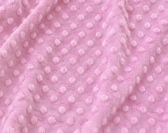 Light Pink Minky Dot Fleece Fabric by the Yard, Dimple Dot Minkee Fabric, Dysty Pink Plush Fabric for Blankets, Pillow Covers, Baby Blanket
