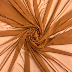 Rust Copper Chiffon Fabric By The Yard,  Rust Silky Chiffon fabric, Light Weight Sheer Chiffon Fabric for Drapes Chuppah, Table Runner