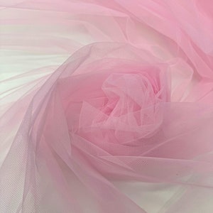 Baby Pink Tulle Fabric by the Yard, Extra Soft and Matte Italian Tulle 63&quot; Wide, Light Pink Tulle Mesh Fabric for Veils, Tutu Dress, Gowns