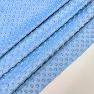 Baby Blue Minky Dot Fleece Fabric by the Yard, Dimple Dot Minkee Fabric, Baby Blue Plush Fabric for Blankets, Pillow Covers, Baby Blanket