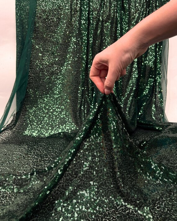 Hunter Green Sequin Fabric by the Yard, Glitz Stretch Emerald Green Sequins  Fabric, Iridescent Sequins on Mesh for Table Runners,party Dress - Etsy