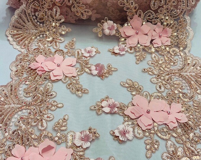 Heavy Brown floral lace main image 1