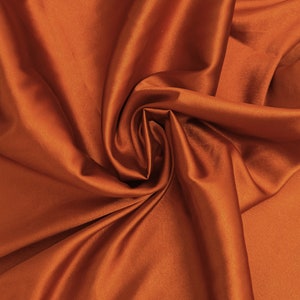 Rust Colorored Fabric Rust Silky Stretch Satin Fabric by the Yard, Rusty Copper Stretch ...