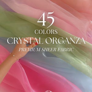 Sheer Crystal Organza Fabric by the Yard -  60&quot; Wide, Lightweight Sheer Organza Fabric For Party, Wedding Decor, Bridal Gown, Puffy Dress