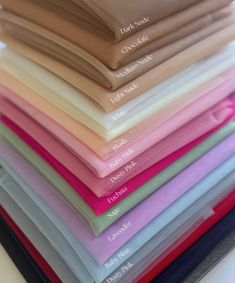 Dusty Blue Tulle Fabric by the Yard, Extra Soft and Matte Italian Tulle 63" Wide, Pastel Blue Tulle Mesh Fabric for Veils, Tutu, Gowns | Air zdjęcie 7