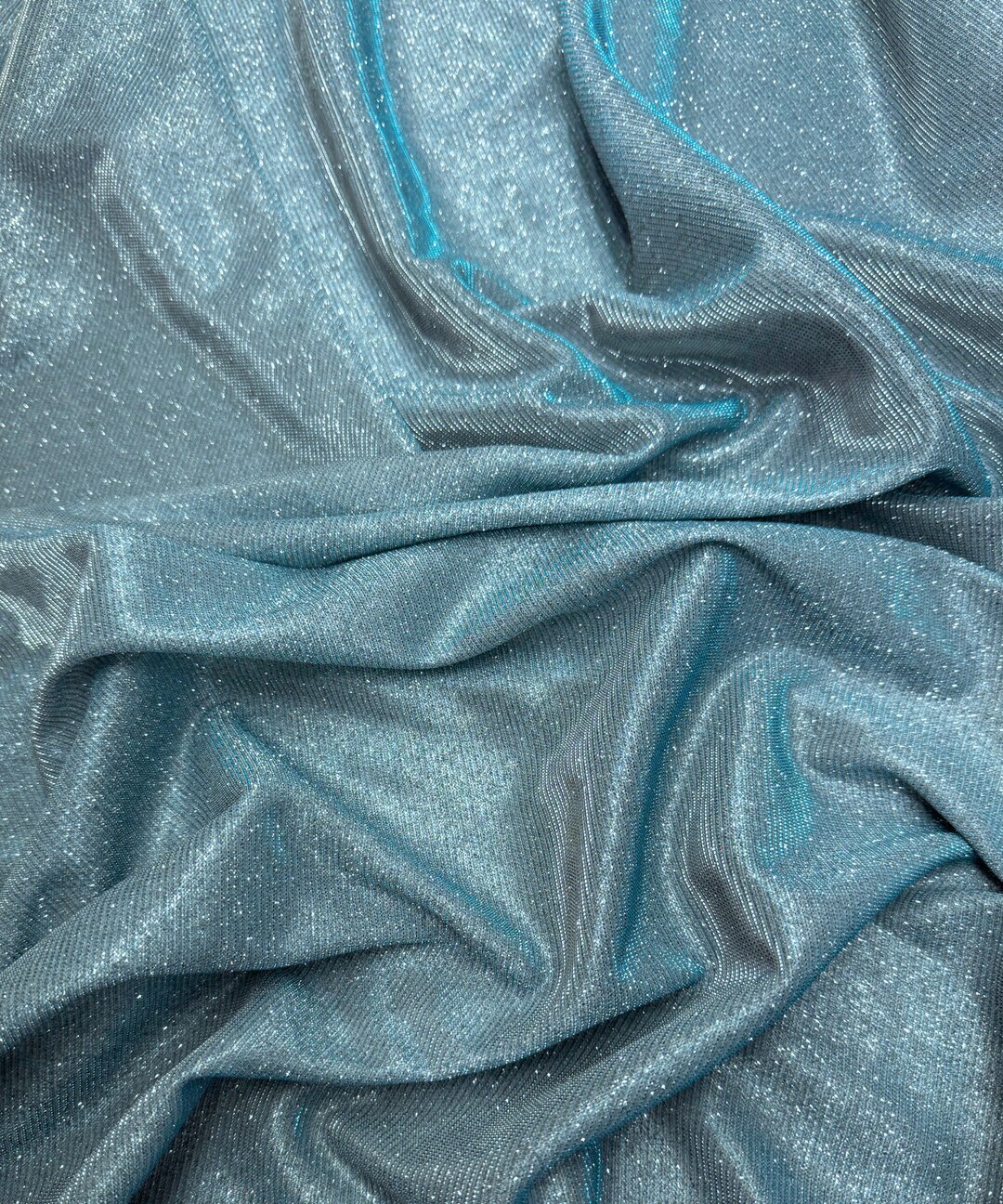 Baby Blue Metallic Lurex Glitter Fabric, Light Blue Glitter