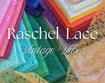 Raschel Lace Fabric by the Yard, High Quality 60" Wide Bridal Lace, French Floral Vintage Lace Fabric for Wedding Dress, Table Decor, Sewing
