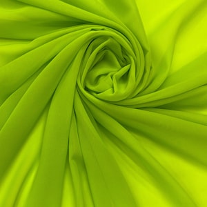 Neon Lime Green With Gold Metallic Silk Chiffon Fabric--by