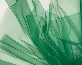 Green Tulle Fabric by the Yard, Extra Soft and Matte Italian Tulle 63" Wide, Kelly Green Tulle Mesh Fabric for Veils, Tutu Dress Gowns | Air