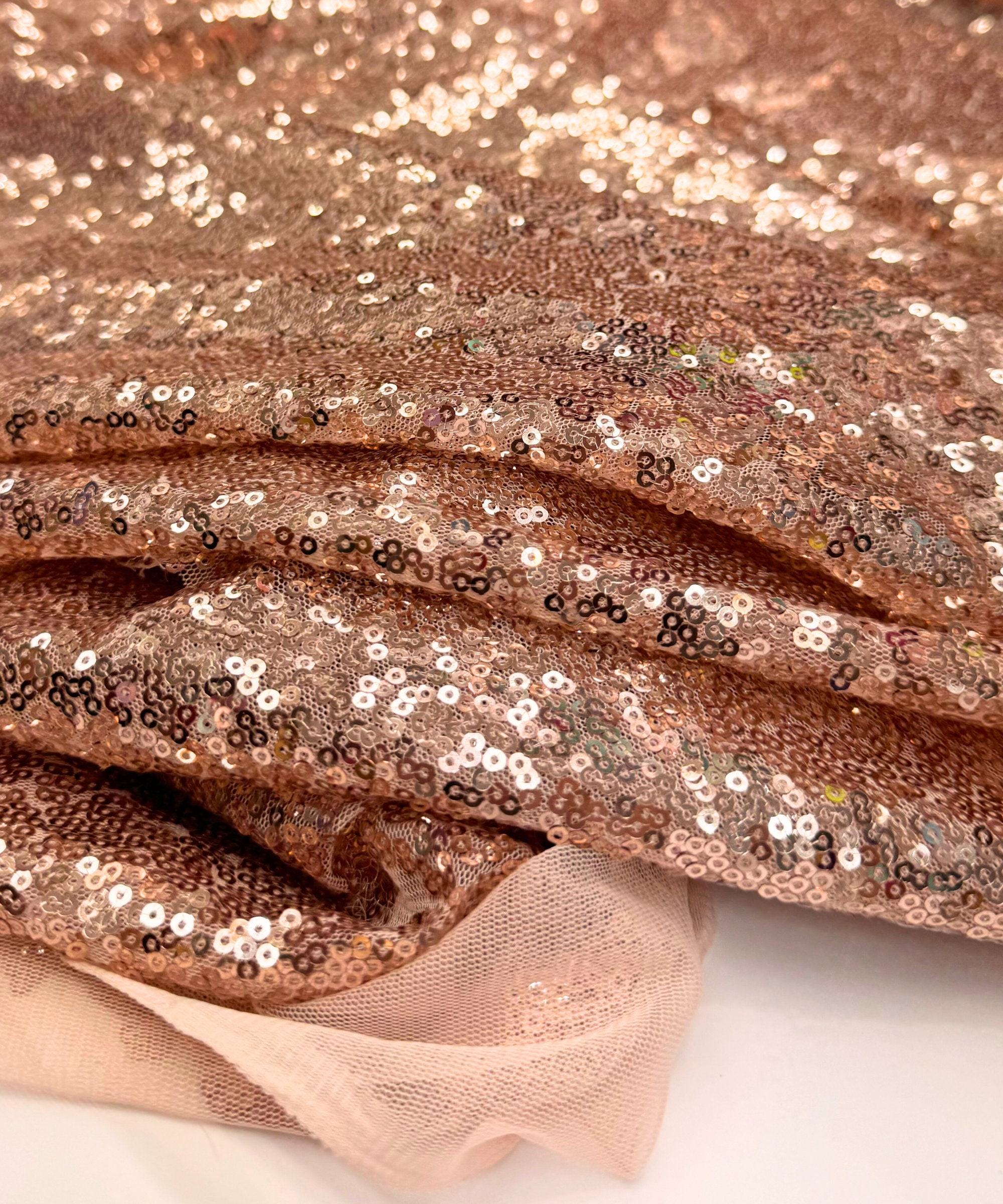 Stretch Rose Gold Sequins on Mesh Fabric, Rose Gold Sequin Fabric by the  Yard, Sequins Fabric for Party Dress, Sequin Dress, Decor, Gowns - Etsy