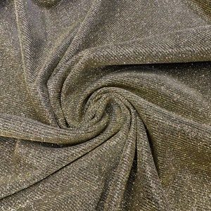 Gold Lurex Glitter Fabric, Gold Glitter Spandex Knit Fabric by the Yard, Sparkle Gold Shimmer Fabric for Evening Gowns, Backdrops
