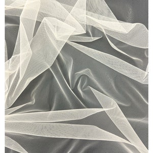 Ivory Tulle Fabric by the Yard, Extra Soft and Matte Italian Tulle 63&quot; Wide, Bridal Tulle Mesh Fabric for Veils, Tutu Dress, Gowns