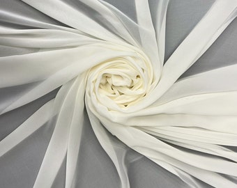 Ivory Chiffon Fabric By The Yard, Light Weight Ivory Sheer Chiffon Fabric for Chuppah, Voile Bridal Dress Wedding Table Runner, Arch Draping