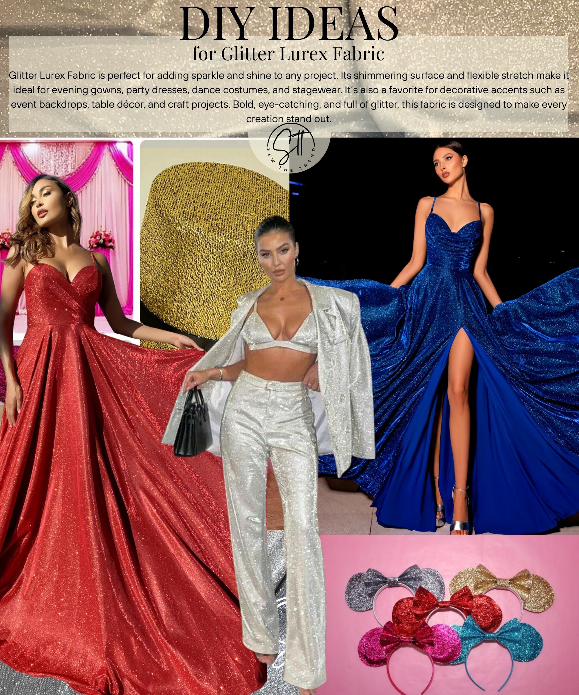 glitter prom dress fabric Gold Lurex for - Gold Shimmer Metallic Spandex for Costumes, Draping Gowns, Stretch Knit Sparkle Fabric pair:kimberley-vintage-dome-earrings-gold