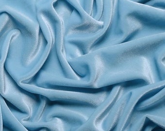 Baby Blue Velvet Fabric, Stretch Velvet Fabric by the Yard, 4 Way Stretch Blue Velvet, Soft Velvet/Velour Fabric for Gowns, Headwraps