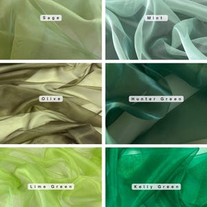 sage soft tulle fabric, sage organza fabric, green organza fabric