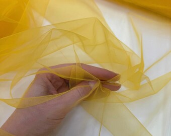 Yellow Tulle Fabric by the Yard, Extra Soft and Matte Italian Tulle 63" Wide, Yellow Tulle Mesh Fabric for Veils, Tutu Dress, Gowns | Air