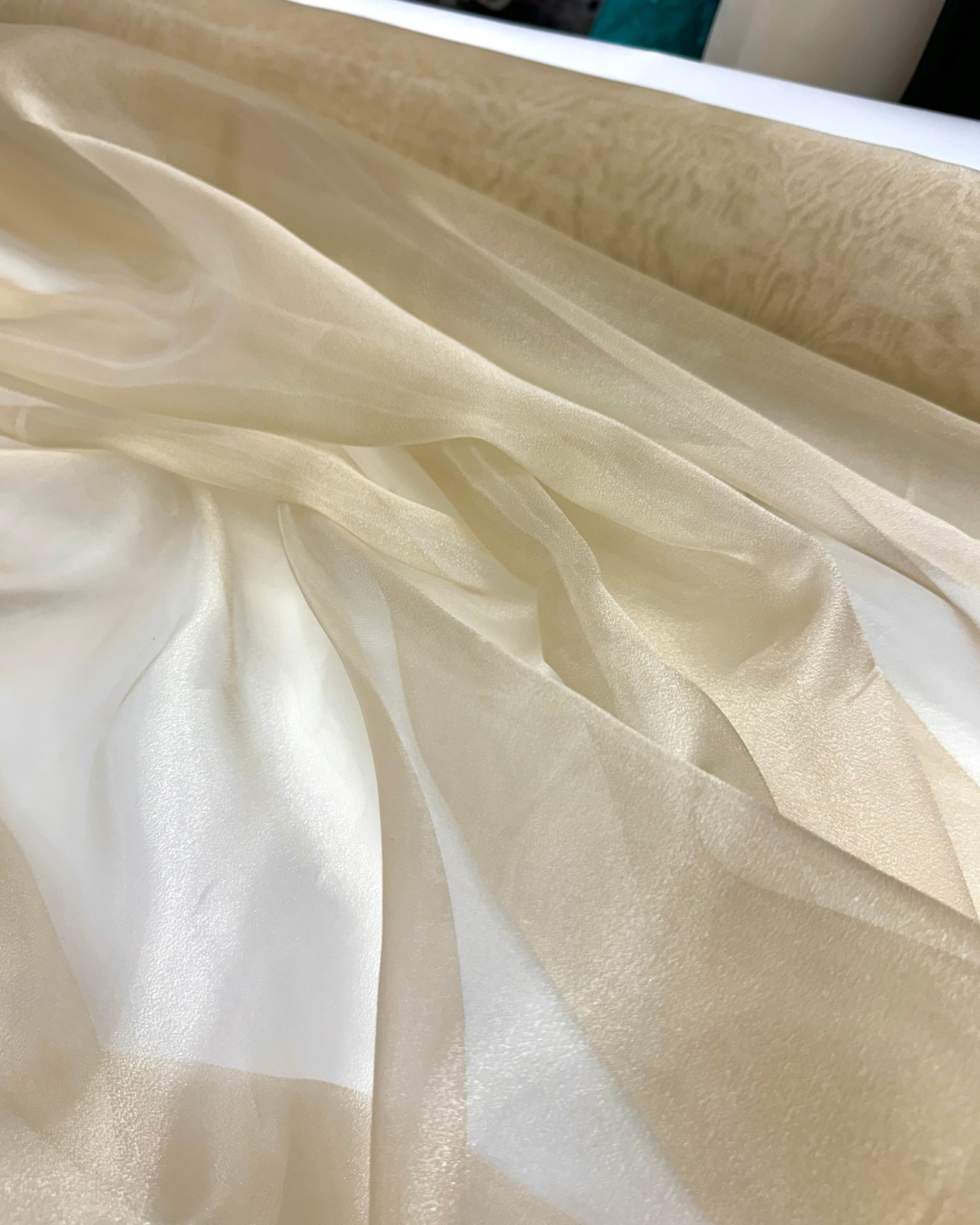 Champagne Organza Fabric by the Yard, Champagne Crystal Organza Fabric ...