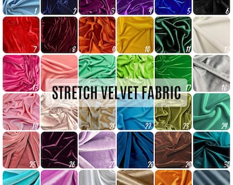 Stretchy Velvet Fabric by Yard | Luxury 4 Way Stretch Velvet Colors Available | Soft and Stretch Velvet Fabric for Gowns Bows Velvet Apparel