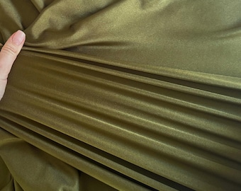 Olive Shiny Milliskin Nylon Spandex Fabric by the Yard 60" Wide, 4-Way Silky Stretch Olive Spandex Fabric for Swimwear, Leggings | Lulu