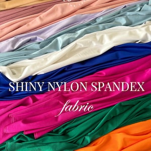 Shiny Milliskin Nylon Spandex Fabric by the Yard 60" Wide, 4-Way Stretch Nylon Spandex Fabric for Costumes, Swimwear, Gowns, Activewear