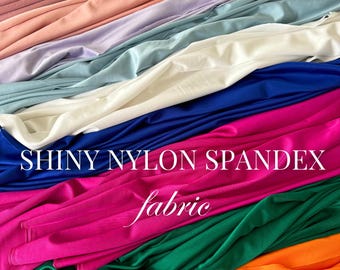 Shiny Milliskin Nylon Spandex Fabric by the Yard 60" Wide, 4-Way Stretch Nylon Spandex Fabric for Costumes, Swimwear, Gowns, Activewear