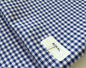 Royal Blue Gingham Checked Fabric by Yard 1/8” inch Poly Cotton Blue Checkered Fabric for Tablecloth Dress Shirts Curtains Pillow Cases