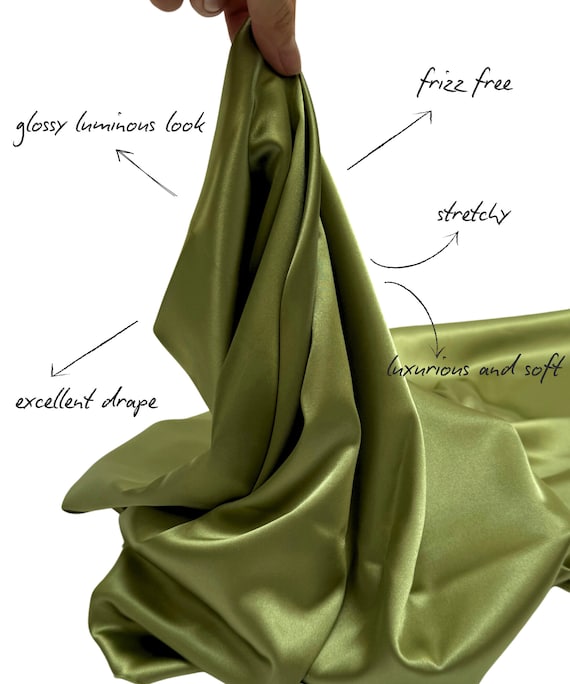 green emerald velvet dress New Shiny Light Olive Green Charmeuse Stretch Satin Fabric main image 1