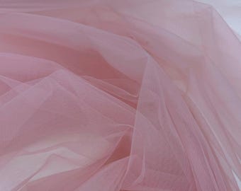 Dusty Pink Tulle Fabric by the Yard, Ultra Soft & Matte Dusty Rose Bridal Tulle Mesh Fabric, Tulle Fabric for Wedding Gown, Decor | Air