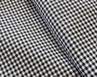 Black and White Gingham Fabric by Yard, 1/8” squares Poly Cotton Black and White Checkered Fabric for Farmhouse Tablecloth, Dress, Curtains