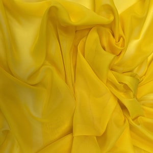 Yellow Chiffon Fabric By The Yard,  Matte Quality Yellow Silky Chiffon Fabric, Light Weight Sheer Chiffon for Drapes, Dress, Table Runner