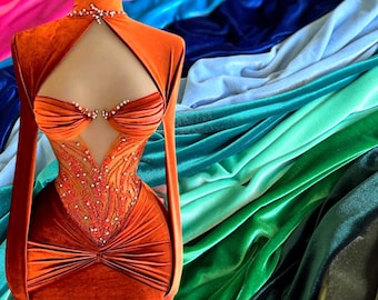 Tela de terciopelo cortada a medida, tela de terciopelo suave de alta calidad con elasticidad en 4 direcciones para vestuario teatral, tapicería, lazos y costura DIY, 30 colores