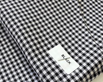 Black Gingham Checked Fabric by Yard 1/8” inch Poly Cotton Black Checkered Fabric for Tablecloth Dress Shirts Curtains Pillow Cases