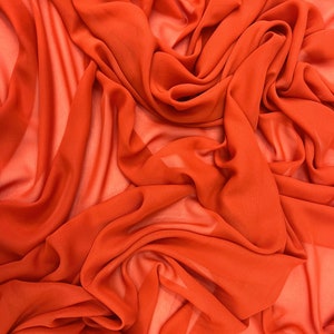 Burnt Orange Chiffon Fabric By The Yard, Burnt Orange Silky Chiffon, Light Weight Sheer Chiffon Fabric for Drapes, Bridal Dress Table Runner