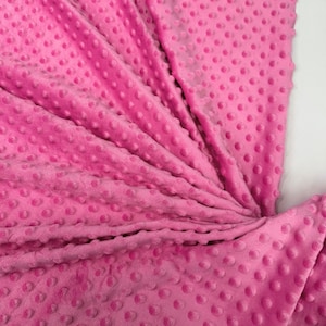 Pink Minky Dot Fleece Fabric by the Yard,  Minkee Polka Dot  Fabric, Pink Plush Minky Fabric for Soft Blankets, Pillow Covers, Baby Blanket