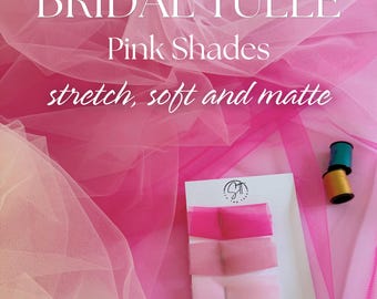 Pink Soft Tulle Fabric by the Yard, Matte & Stretch Italian Tulle Fabric 65", Sheer Pink Tulle Mesh Fabric for Wedding Dress, Veil, Skirts