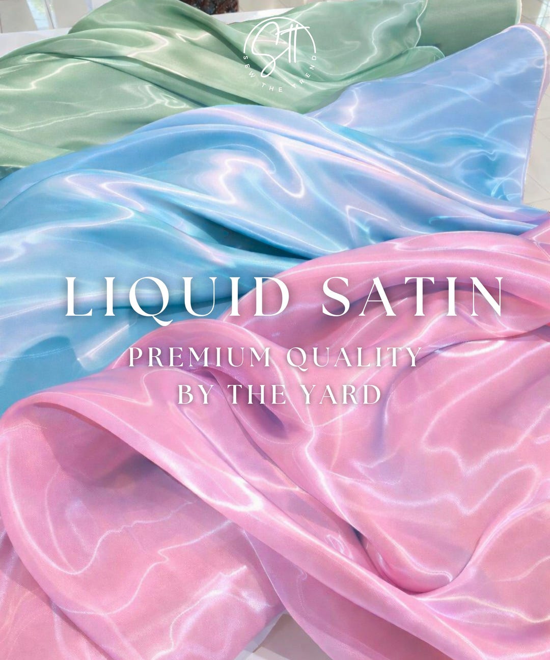 Satin Color Drips Liquid Bridal Satin Fabric by the Yard, Reflective Thick Silky Satin ...
