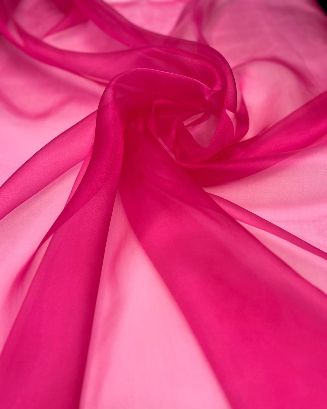 Hot Pink Gold Metallic Organza Fabric