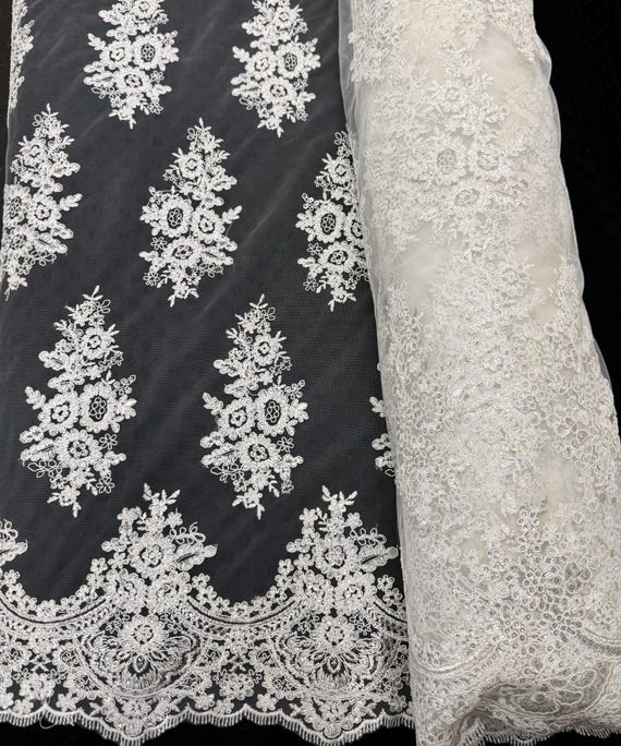 chinese dress ladies Double-Scalloped Floral Corded Lace Strip - Maroon / Burgundy