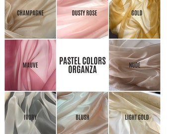Pastel Colors Crystal Organza Fabric by the Yard -  60" Wide, Lightweight Sheer Organza Fabric For Fashion, Event Decor, Crafts, Gowns