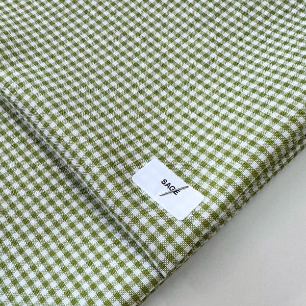 Sage Green Gingham Checked Fabric by Yard 1/8” inch Poly Cotton Sage Checkered Fabric for Tablecloth Dress Curtains Pillow Cases