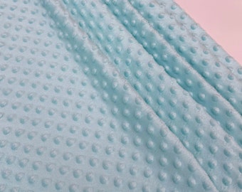 Light Blue Minky Dot Fleece Fabric by the Yard, Dimple Dot Minkee Fabric Blue Plush Fabric for Blankets Pillow Covers Soft Toys Baby Blanket