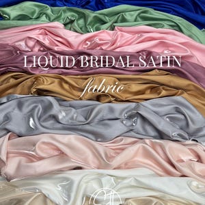 Liquid Satin Fabric by the Yard, Crystal Reflective Satin Fabric, Ultra Glossy Shimmer Bridal Satin Fabric for Bridal Gowns, Couture, Dress
