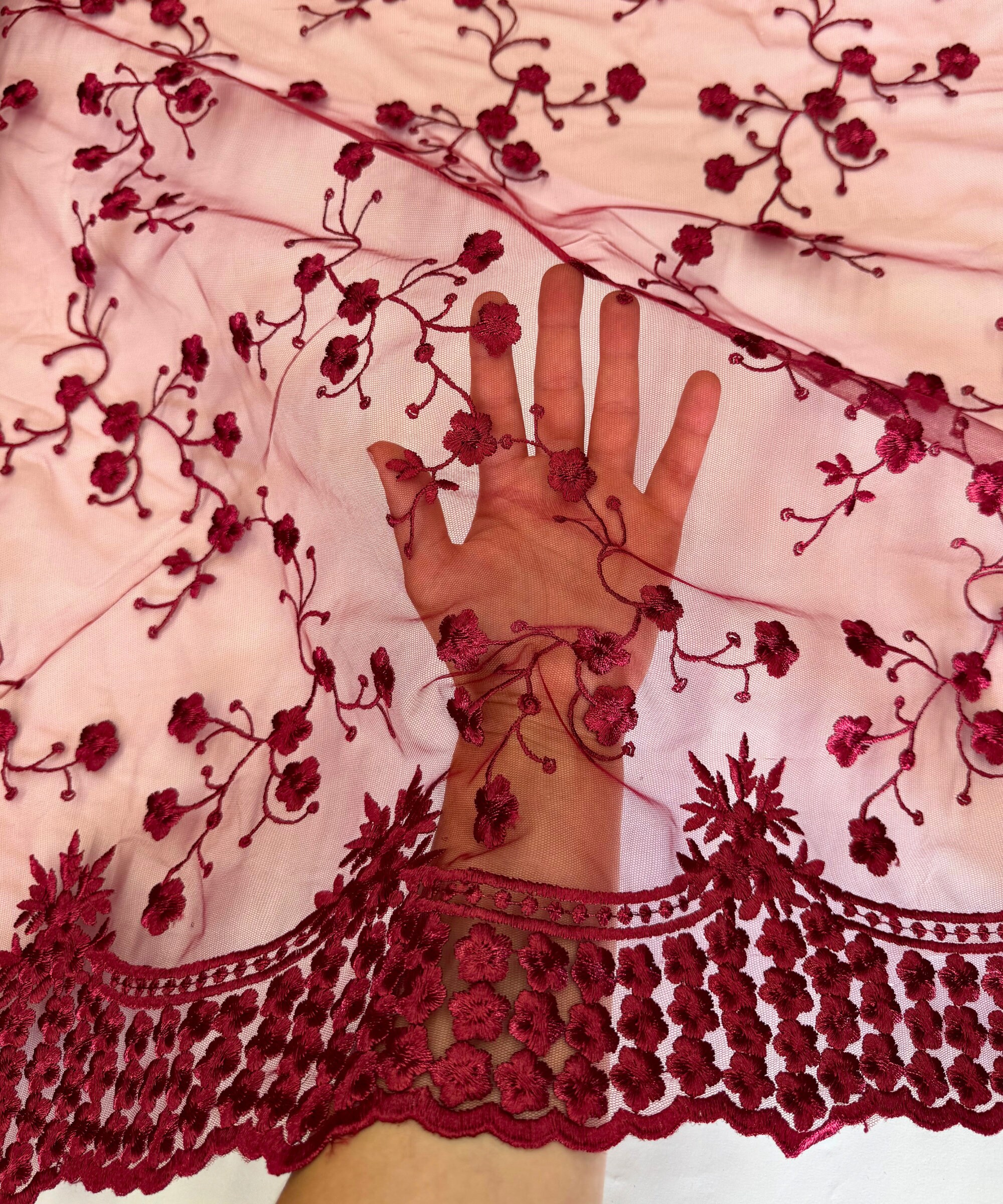 Burgundy Embroidered Dress - Etsy