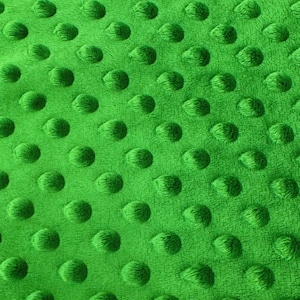Kelly Green Minky Dot Fleece Fabric by the Yard, Dimple Dot Minkee Fabric Green Plush Fabric for Blankets, Pillow Covers Soft Toys