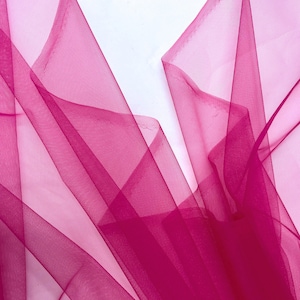 Hot Pink Tulle Fabric by the Yard, Extra Soft and Matte Italian Tulle 63&quot; Wide, Fuchsia Tulle Mesh Fabric for Veils, Tutu Dress, Gowns